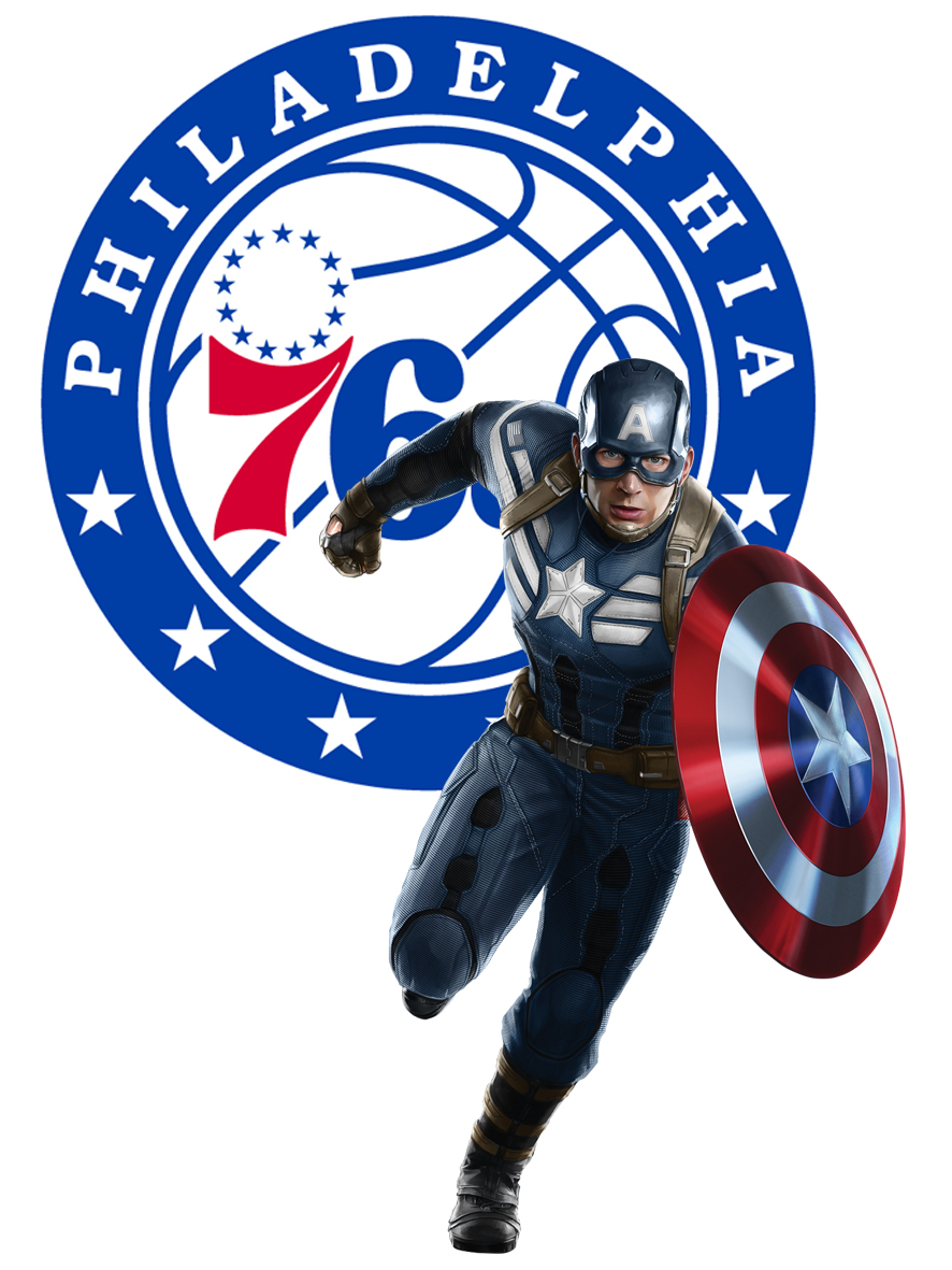 Philadelphia 76ers Captain America Logo vinyl decal